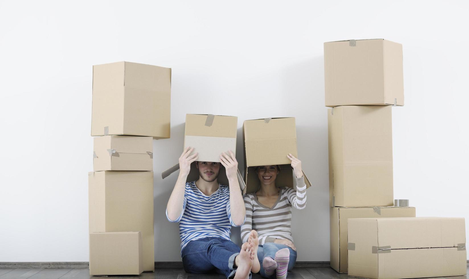 Young couple moving in new home photo