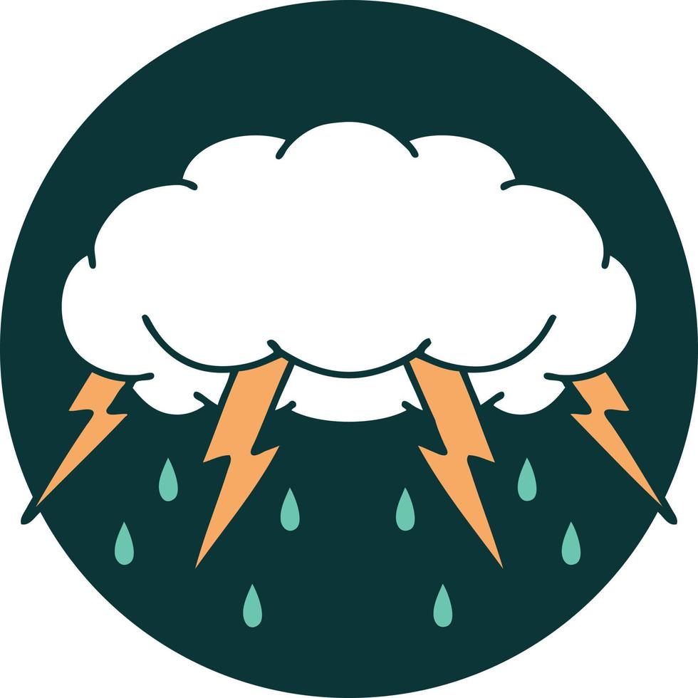 iconic tattoo style image of a storm cloud vector