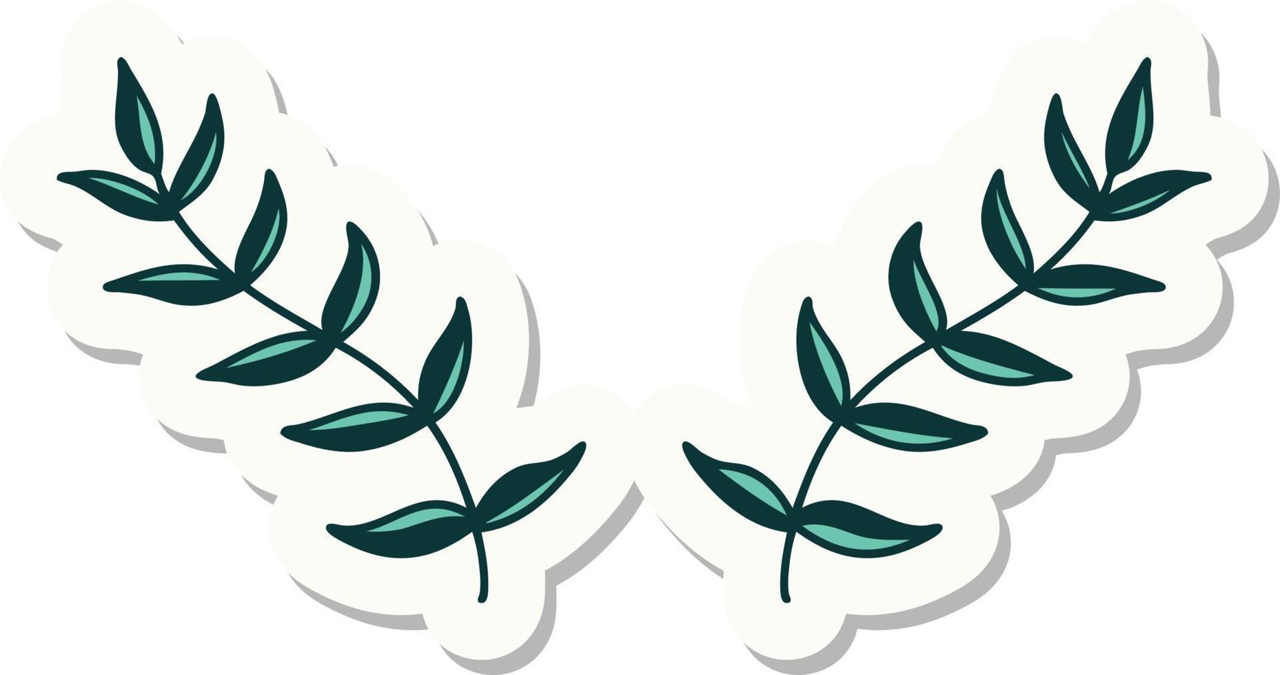 sticker of tattoo in traditional style of leaves vector