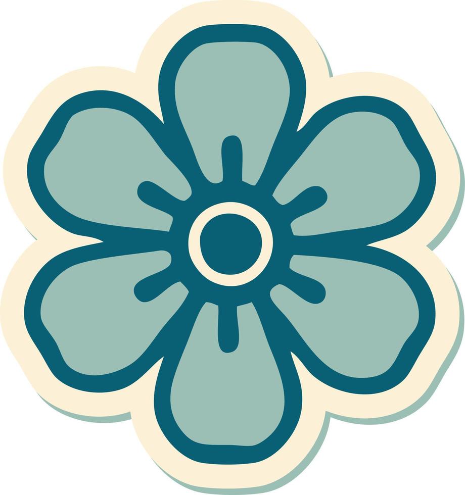 sticker of tattoo in traditional style of a flower vector