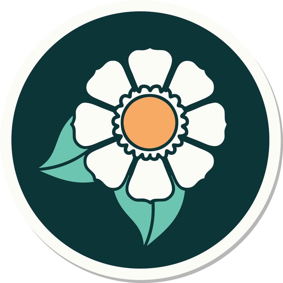 sticker of tattoo in traditional style of a flower vector
