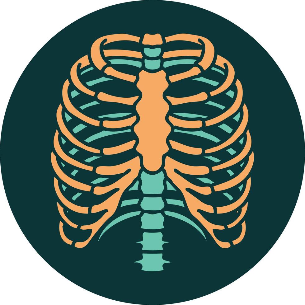 iconic tattoo style image of a rib cage vector