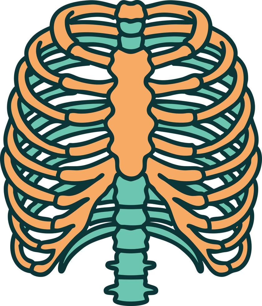 iconic tattoo style image of a rib cage vector