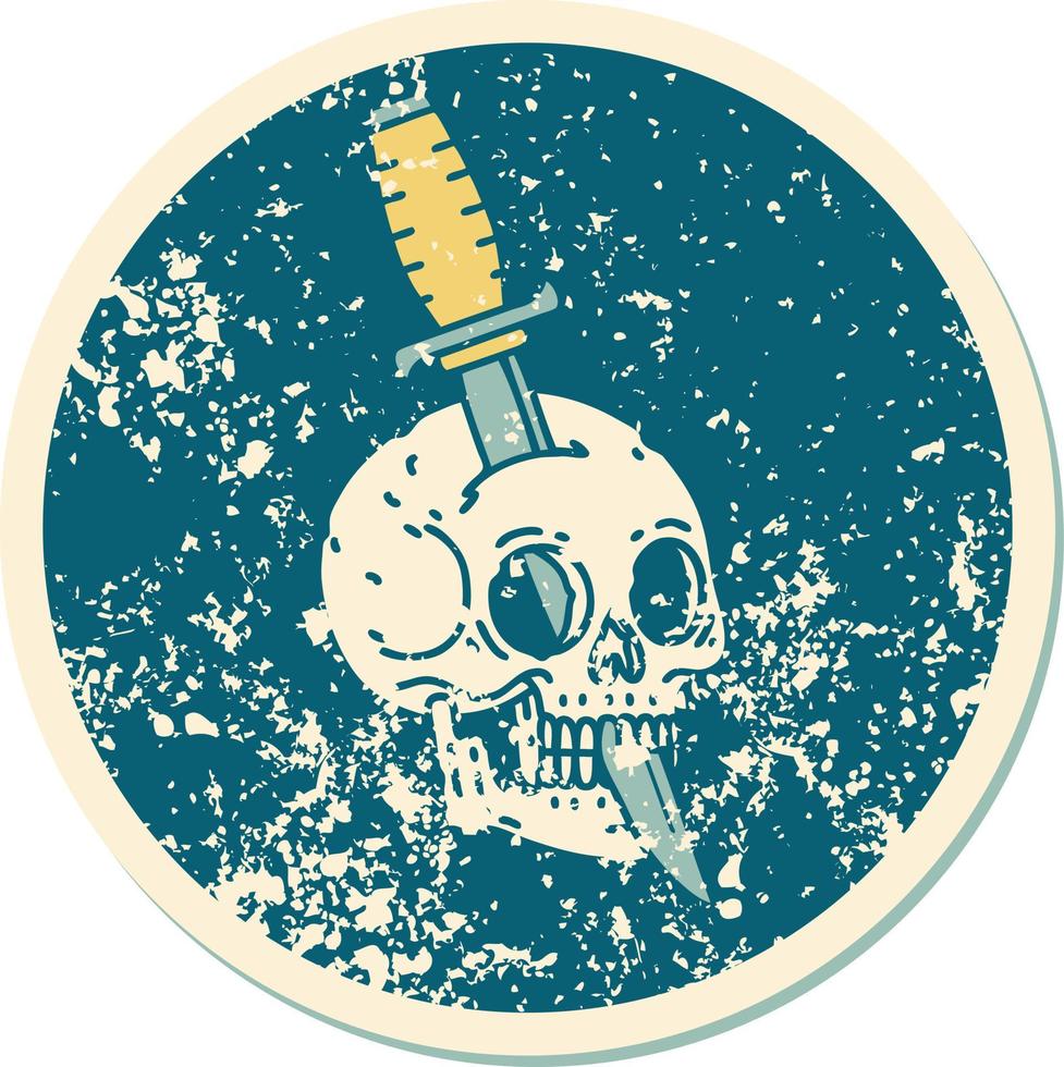 iconic distressed sticker tattoo style image of a skull vector