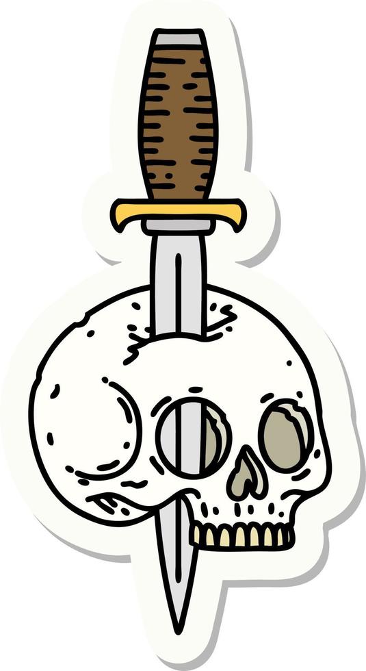 sticker of tattoo in traditional style of a skull vector