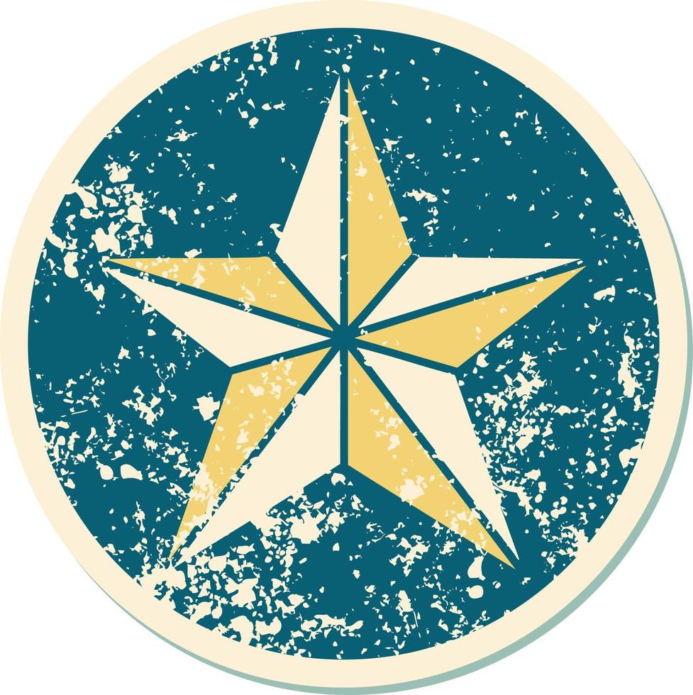 iconic distressed sticker tattoo style image of a star vector