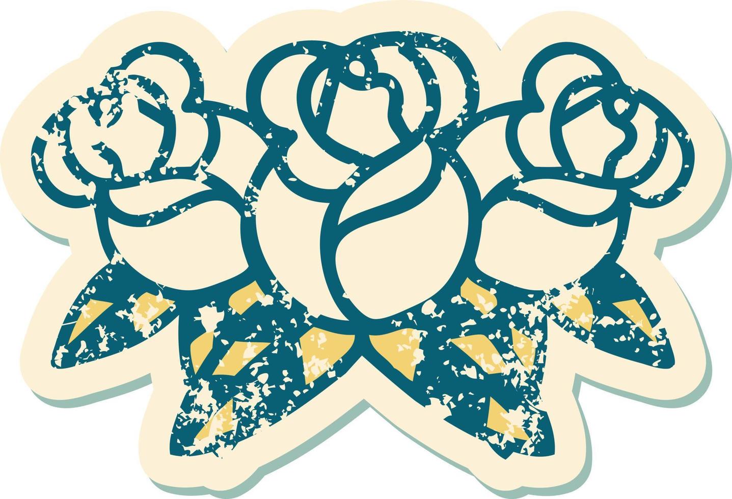 iconic distressed sticker tattoo style image of a bouquet of flowers vector