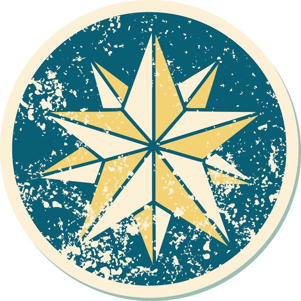 iconic distressed sticker tattoo style image of a star vector