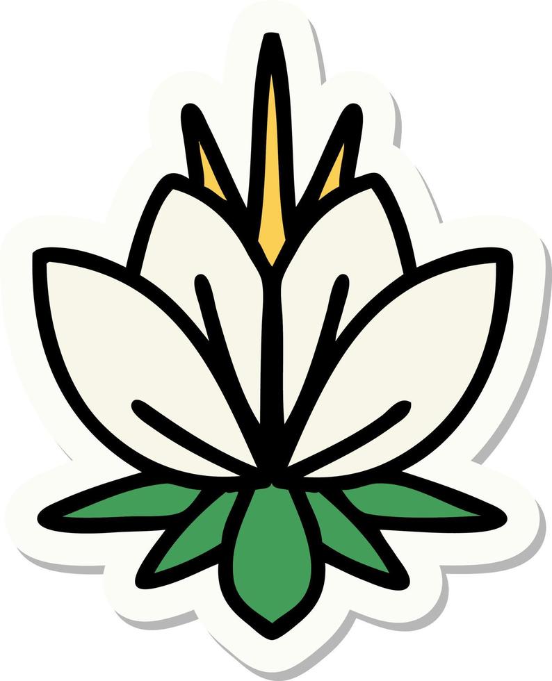sticker of tattoo in traditional style of a water lily vector