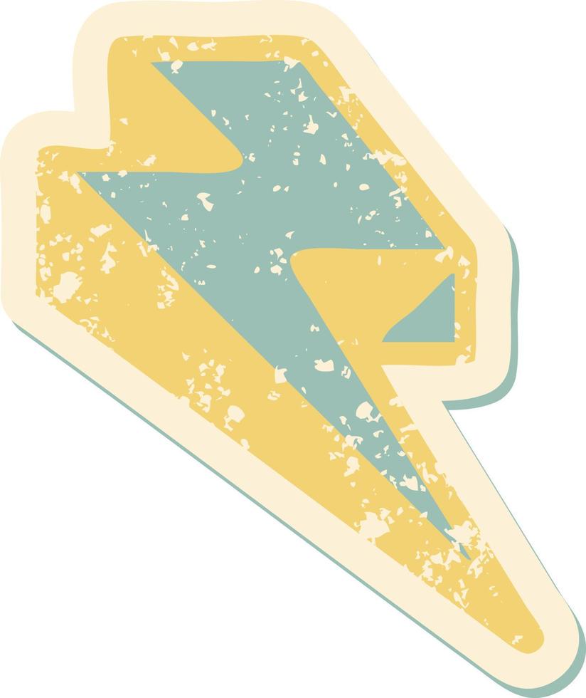 iconic distressed sticker tattoo style image of lighting bolt vector
