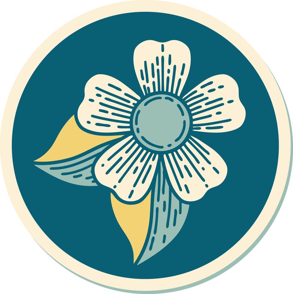 sticker of tattoo in traditional style of a flower vector