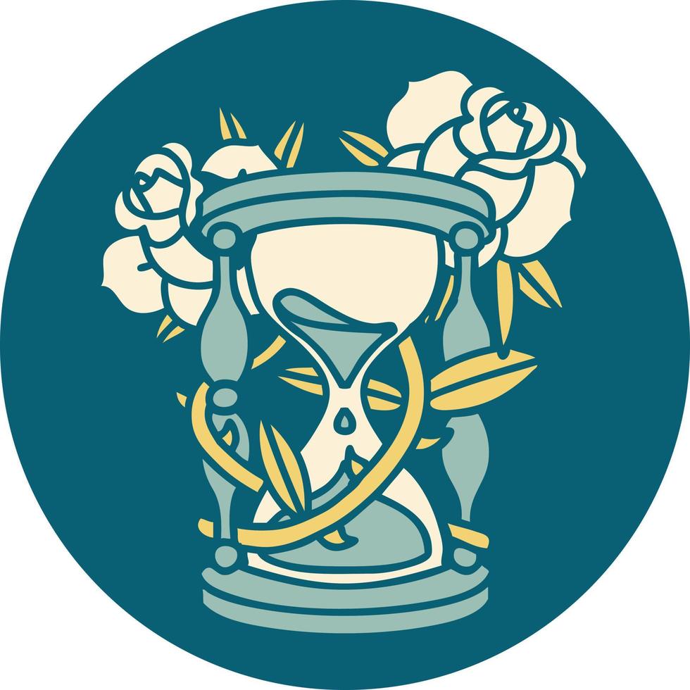 Iconic Tattoo Style Image Of An Hour Glass And Flowers 12090014 Vector iconic-tattoo-style-image-of-an-hour-glass-and-flowers-12090014-vector