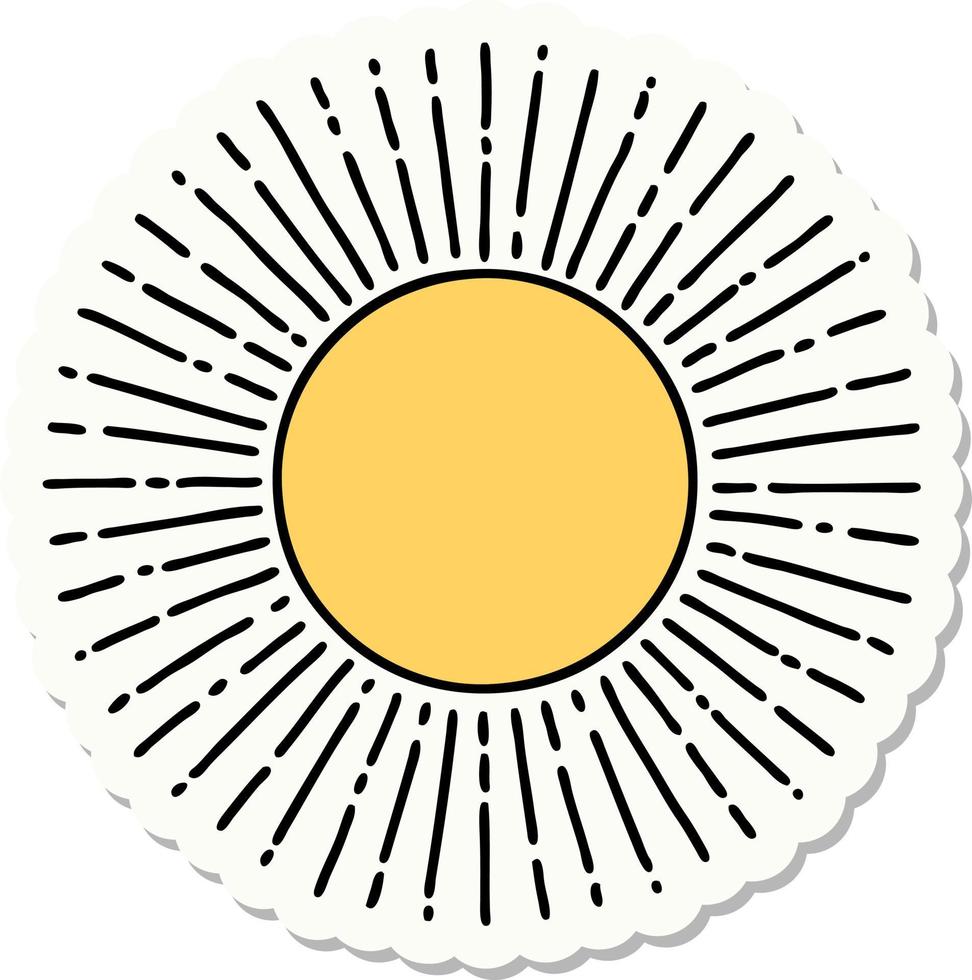 sticker of tattoo in traditional style of a sun vector