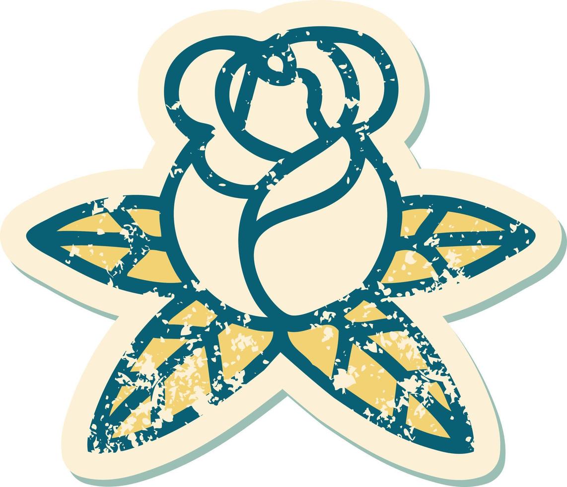 iconic distressed sticker tattoo style image of a single rose vector