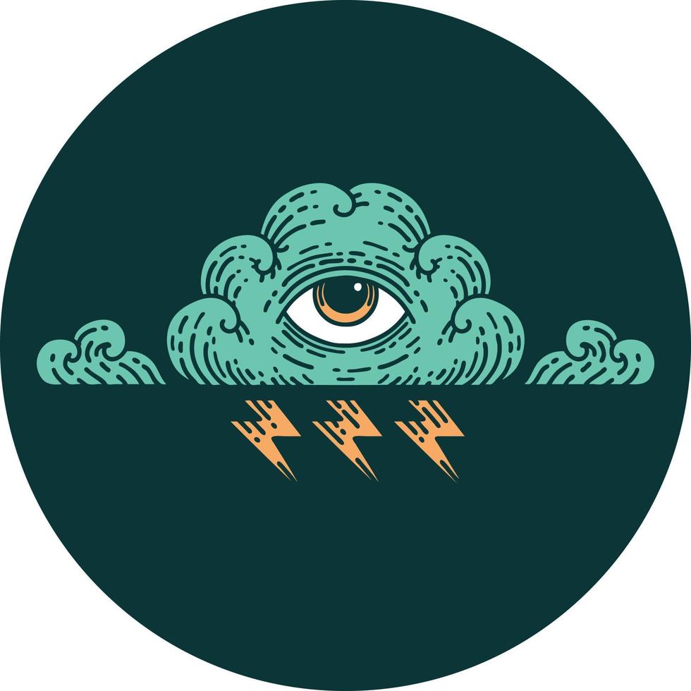 iconic tattoo style image of an all seeing eye cloud vector