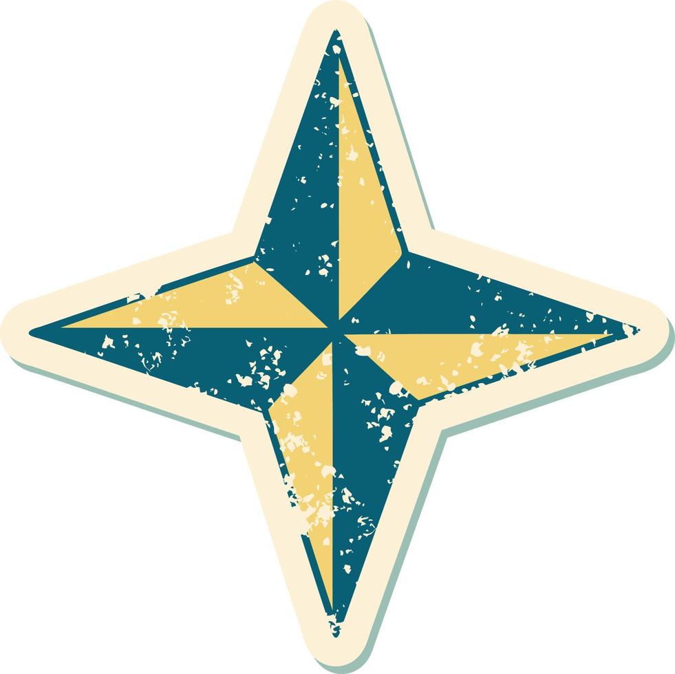 iconic distressed sticker tattoo style image of a star symbol vector