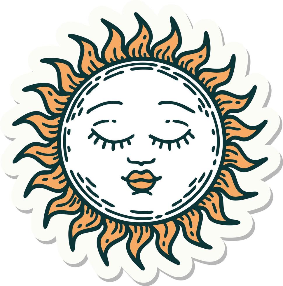 sticker of tattoo in traditional style of a sun vector