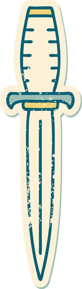 iconic distressed sticker tattoo style image of a dagger vector