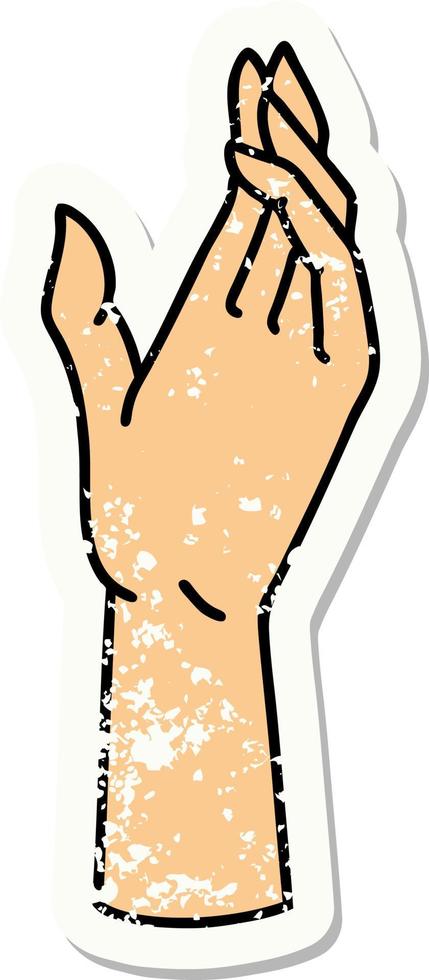 distressed sticker tattoo in traditional style of a hand vector