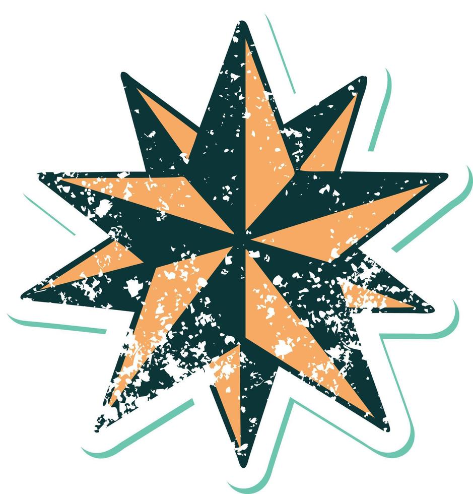 iconic distressed sticker tattoo style image of a star vector