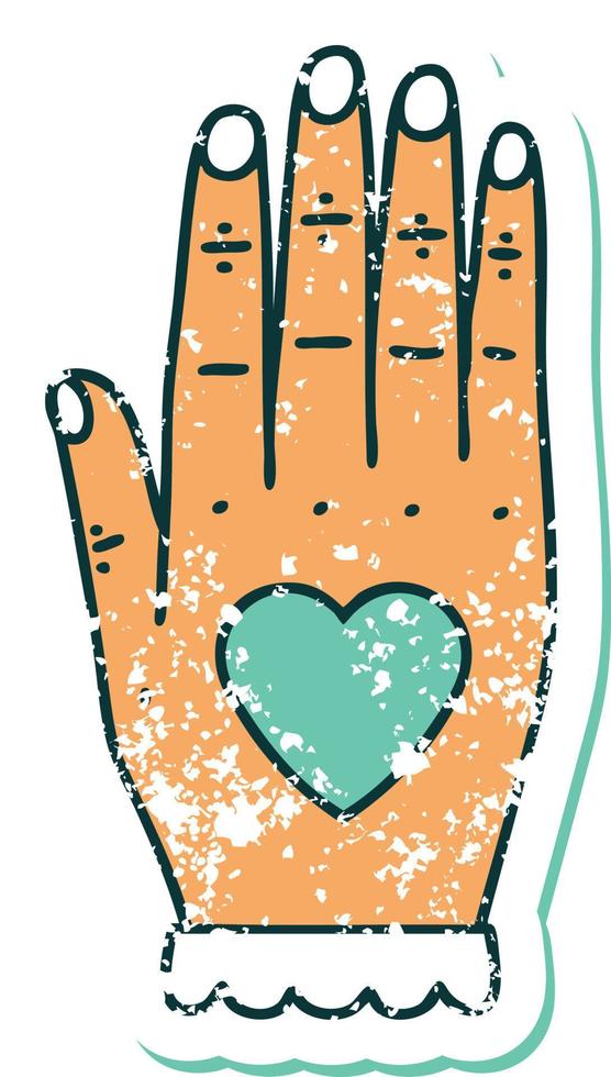 iconic distressed sticker tattoo style image of a hand vector