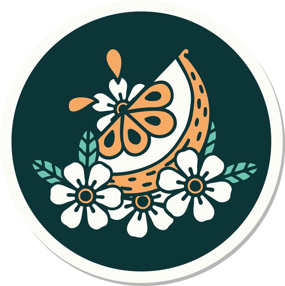 sticker of tattoo in traditional style of a decorative lemon vector