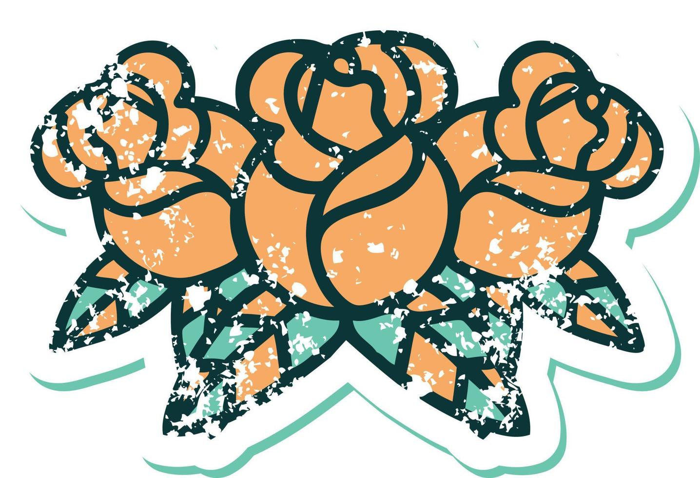 iconic distressed sticker tattoo style image of a bouquet of flowers vector