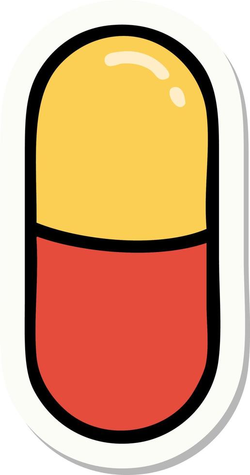 sticker of tattoo in traditional style of a pill vector