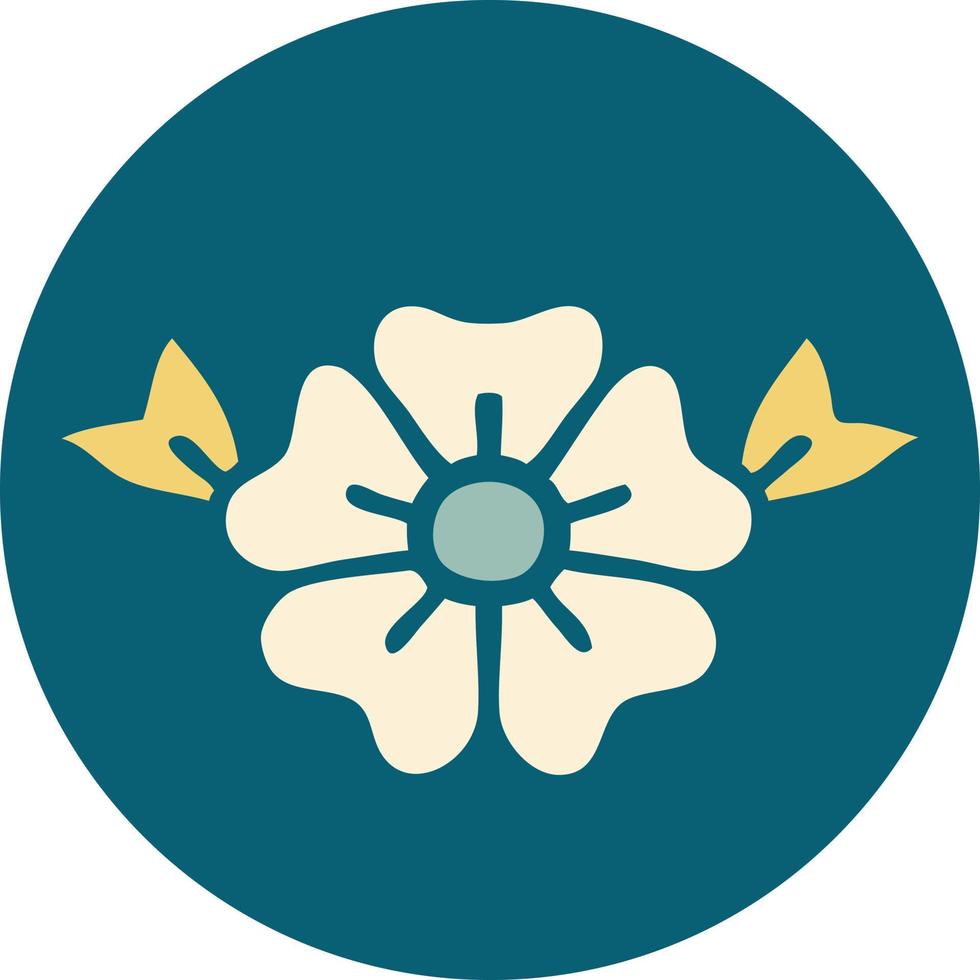 iconic tattoo style image of a flower vector