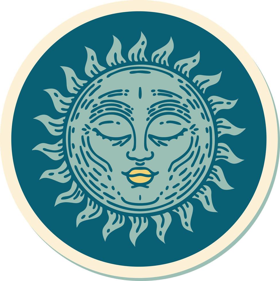 sticker of tattoo in traditional style of a sun vector
