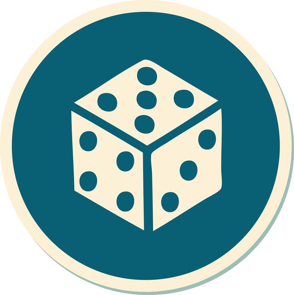 sticker of tattoo in traditional style of a dice vector