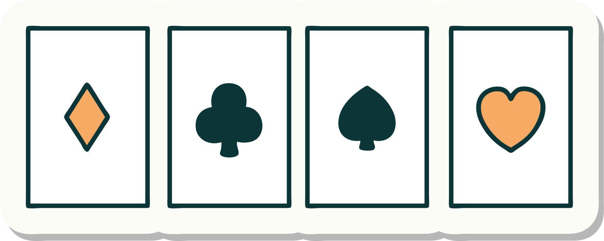 sticker of tattoo in traditional style of a set of cards vector