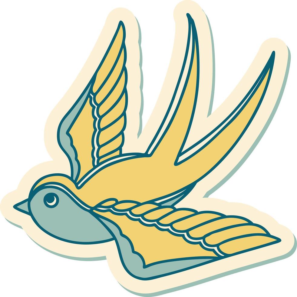 sticker of tattoo in traditional style of a swallow vector