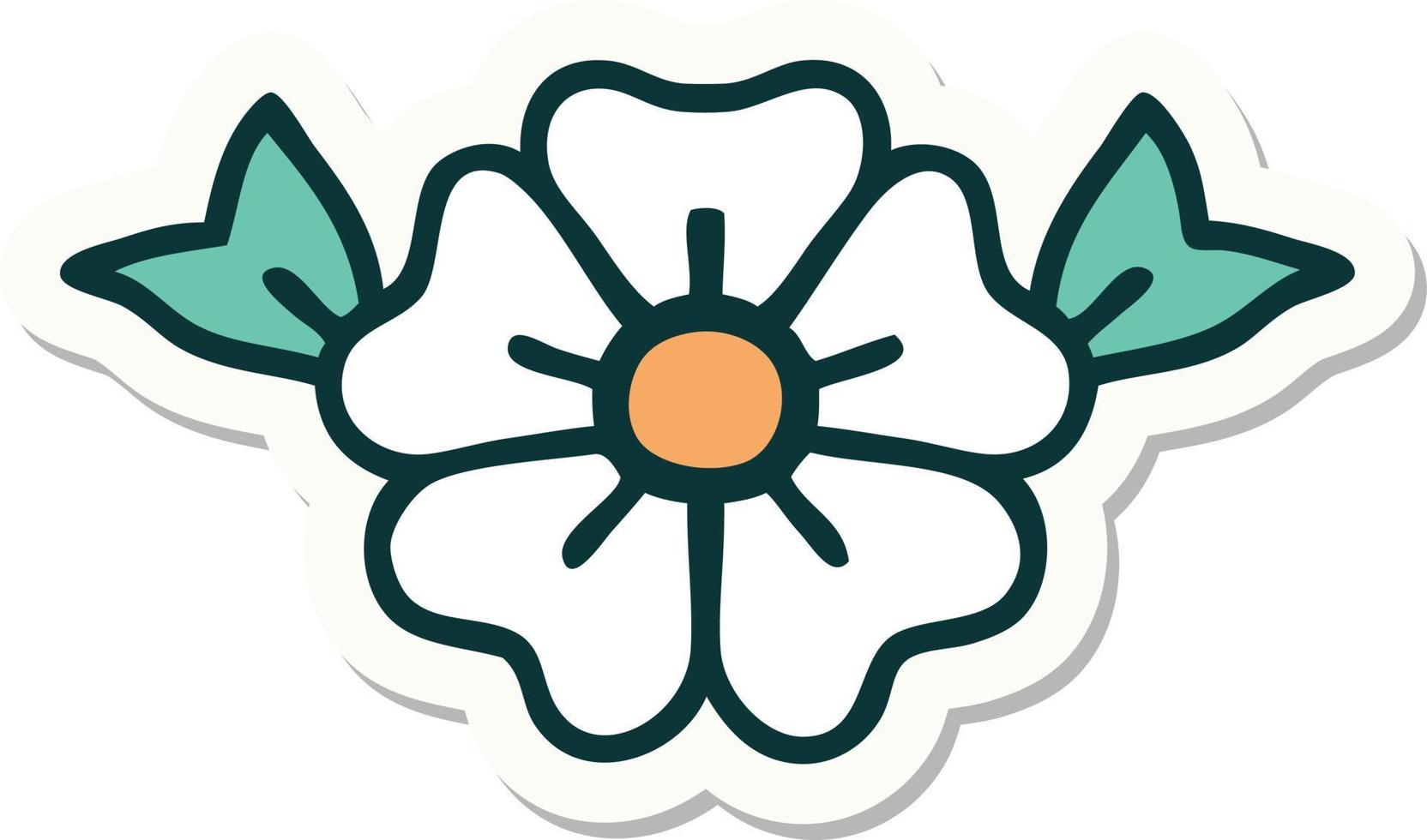 sticker of tattoo in traditional style of a flower vector