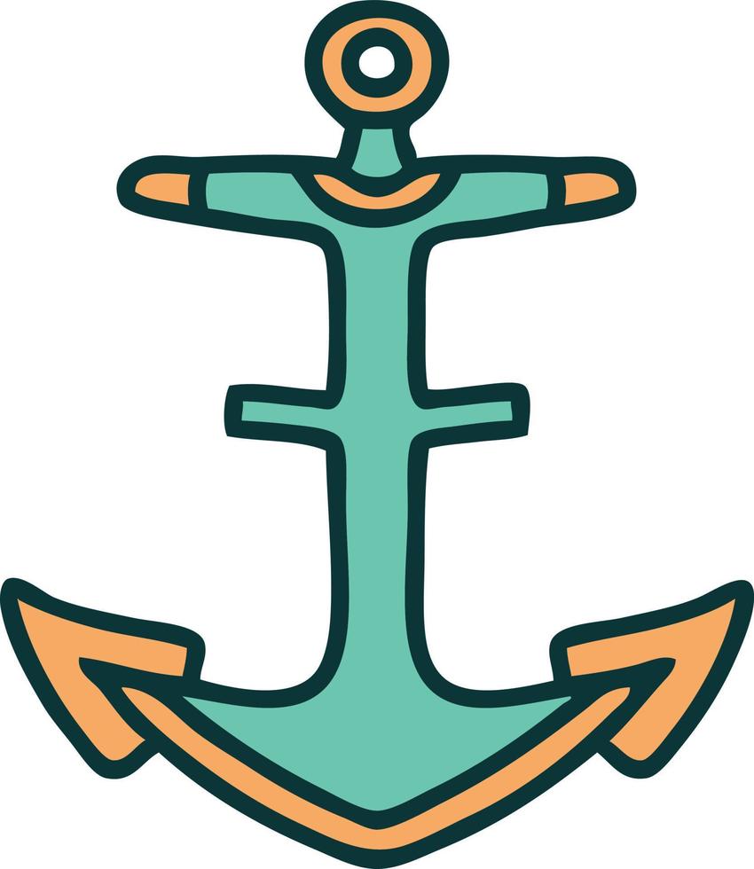 iconic tattoo style image of an anchor vector