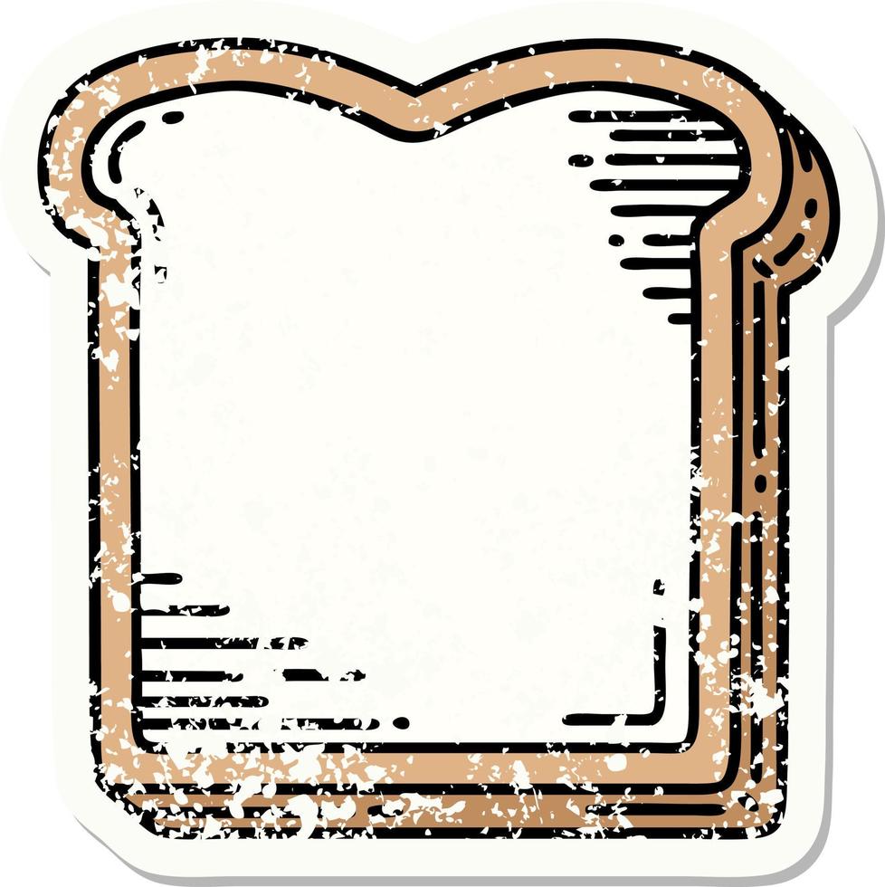 distressed sticker tattoo in traditional style of a slice of bread vector