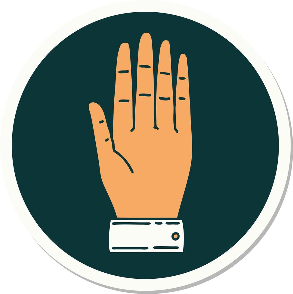 sticker of tattoo in traditional style of a hand vector