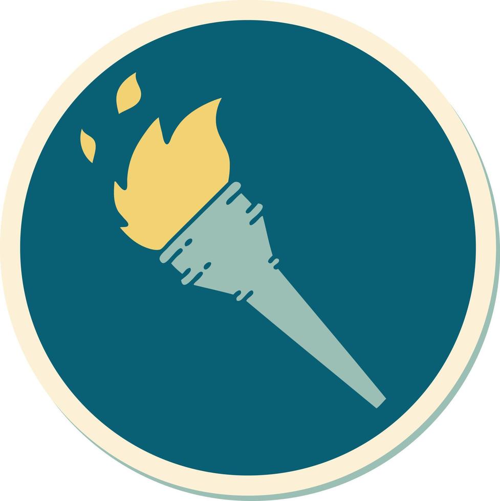 sticker of tattoo in traditional style of a lit torch vector