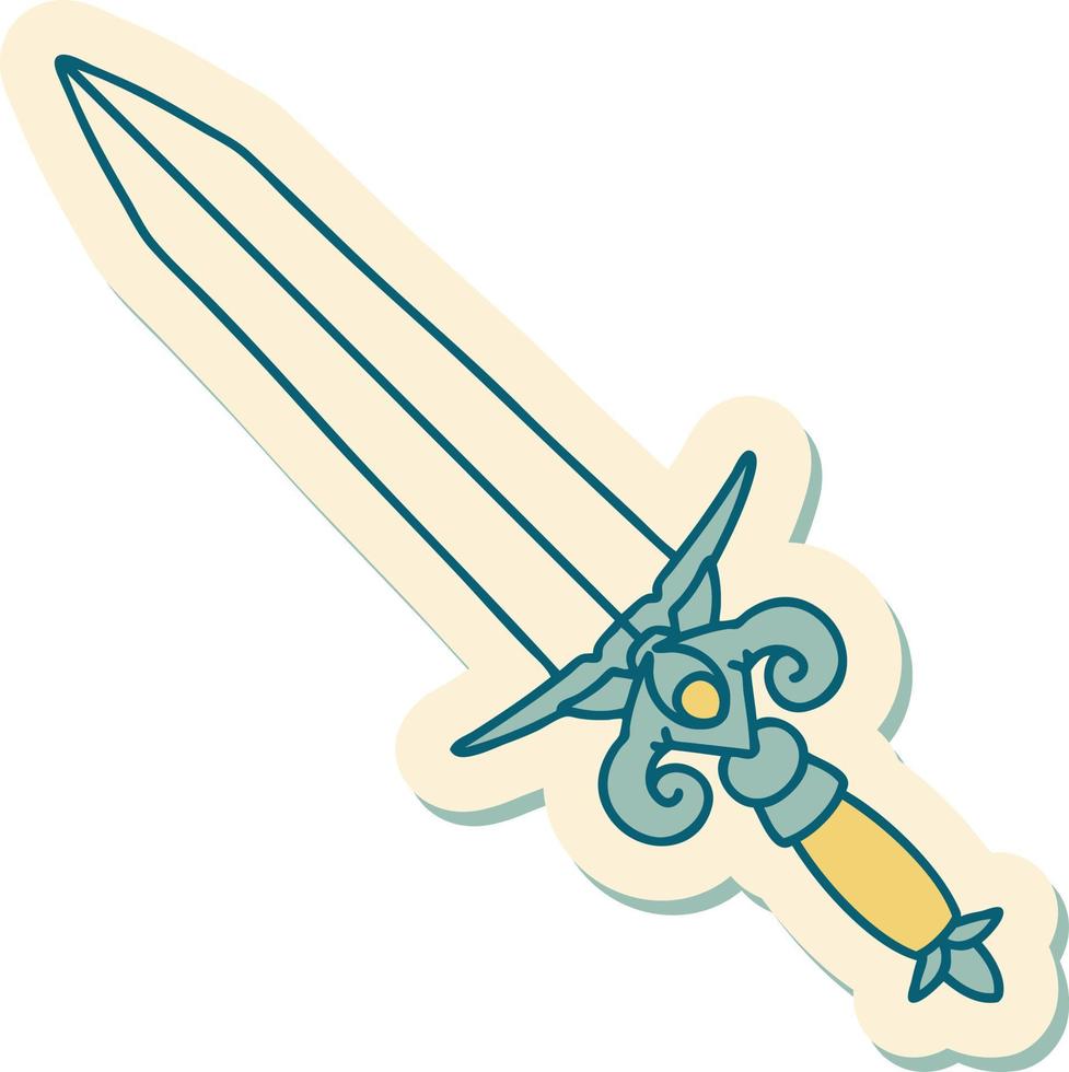 sticker of tattoo in traditional style of a dagger vector
