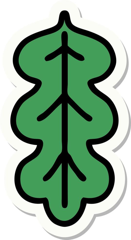 sticker of tattoo in traditional style of leaf vector
