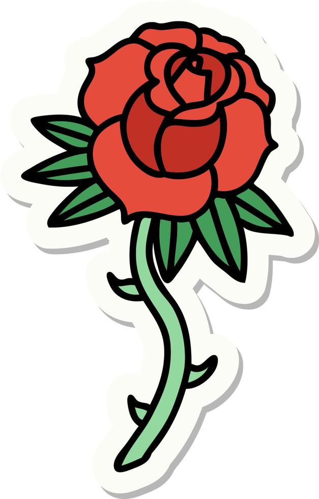 sticker of tattoo in traditional style of a rose vector