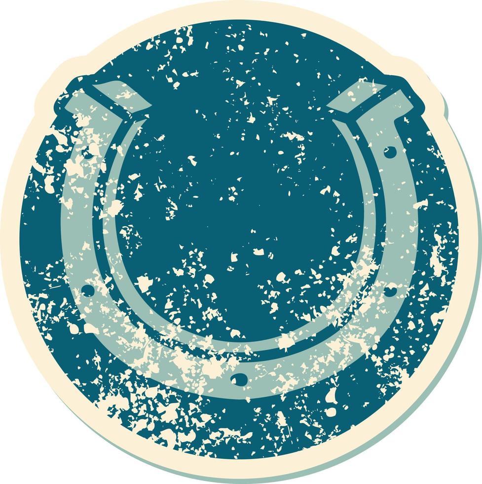 iconic distressed sticker tattoo style image of a horse shoe vector