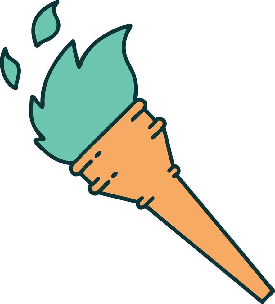 iconic tattoo style image of a lit torch vector