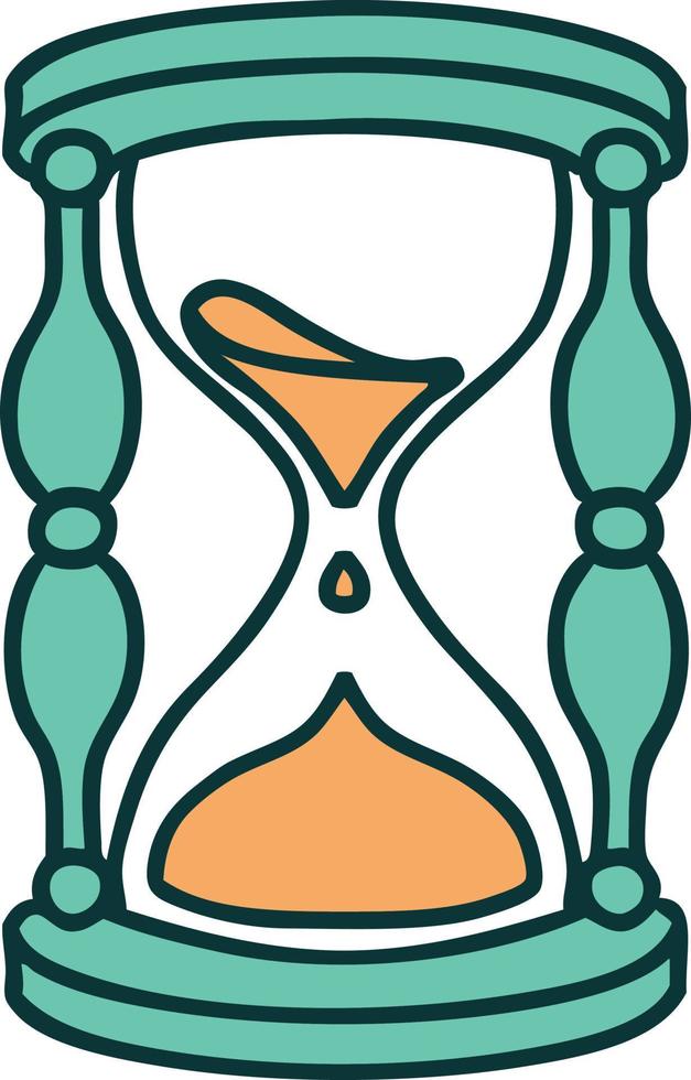 iconic tattoo style image of an hour glass vector