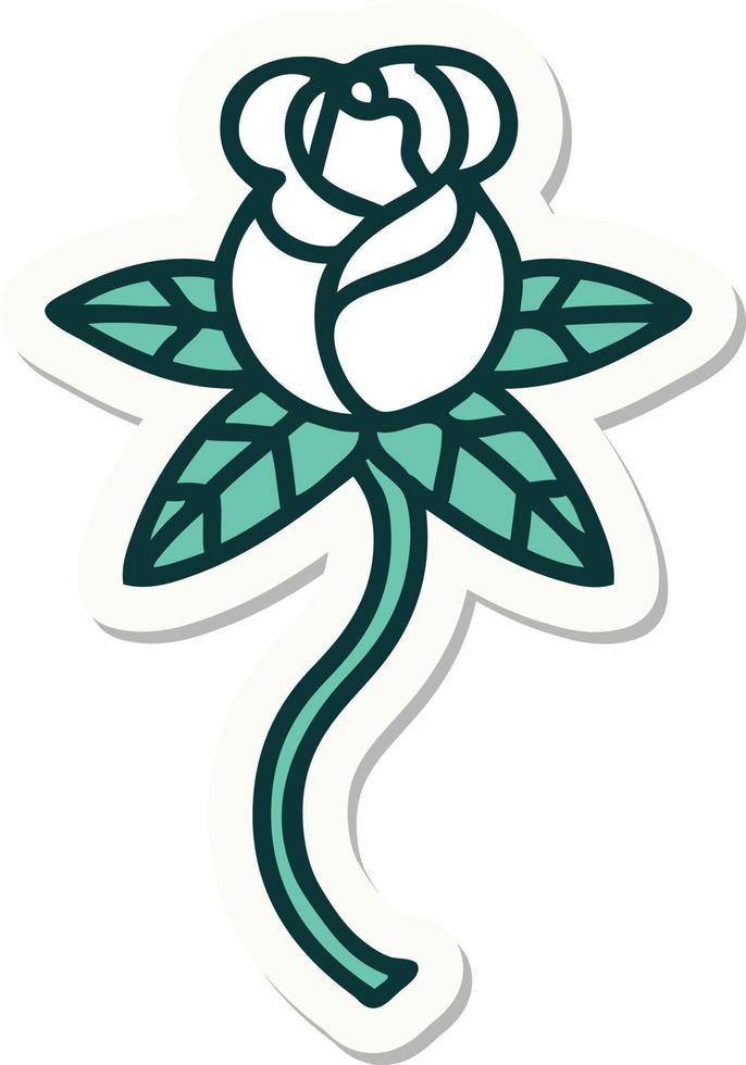 sticker of tattoo in traditional style of a flower vector