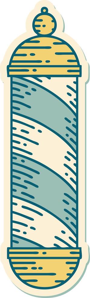 sticker of tattoo in traditional style of a barbers pole vector