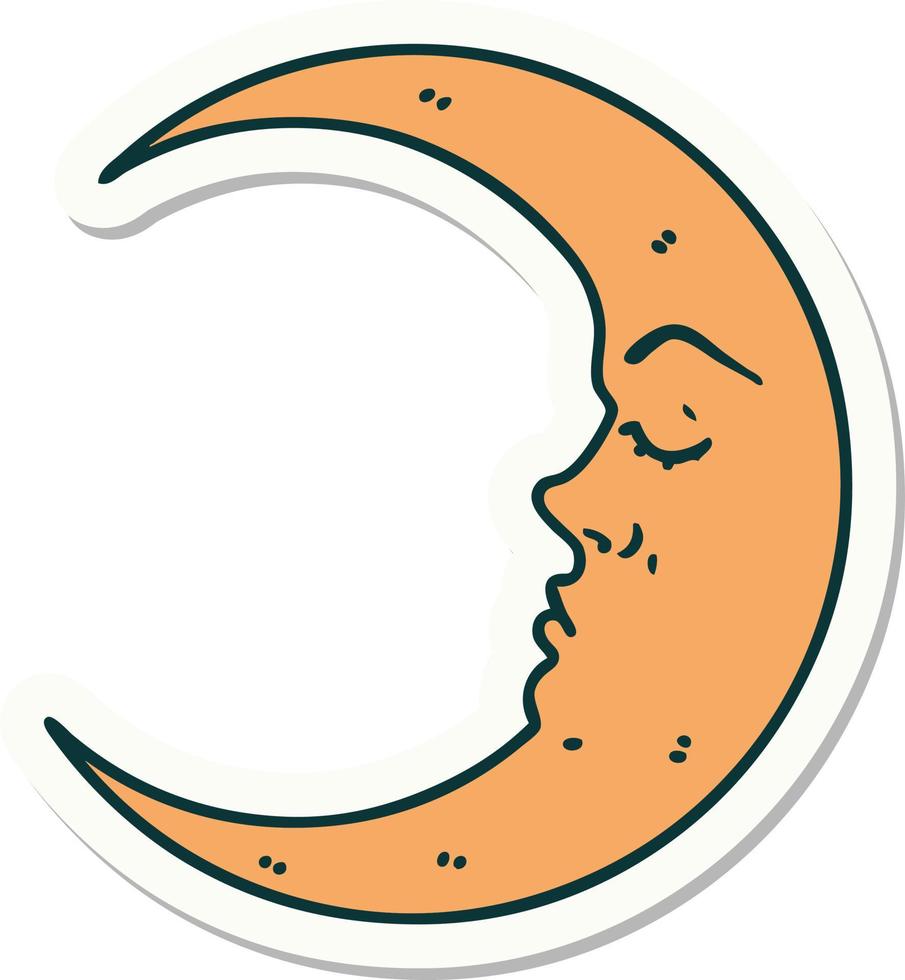 sticker of tattoo in traditional style of a crescent moon vector