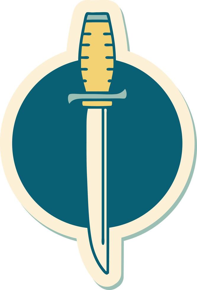 sticker of tattoo in traditional style of a dagger vector