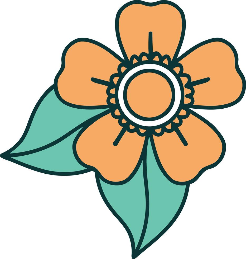 iconic tattoo style image of a flower vector