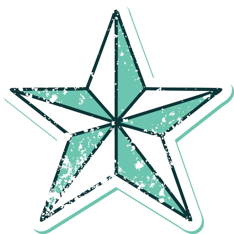 iconic distressed sticker tattoo style image of a star vector